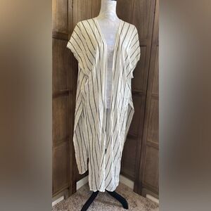 Women’s Black and White Striped Duster.